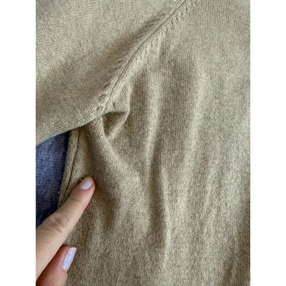 Vintage Balada 100% Lambwool XL Beige Tan Long Sleeve V Neck Sweater Womens - Picture 12 of 13